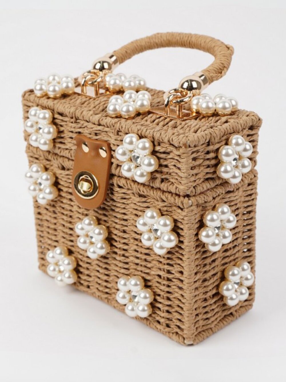Daisy Embellished Straw Bucket Bag | Rattan Flower Box Purse by Jenna Lee - Picture 2 of 2